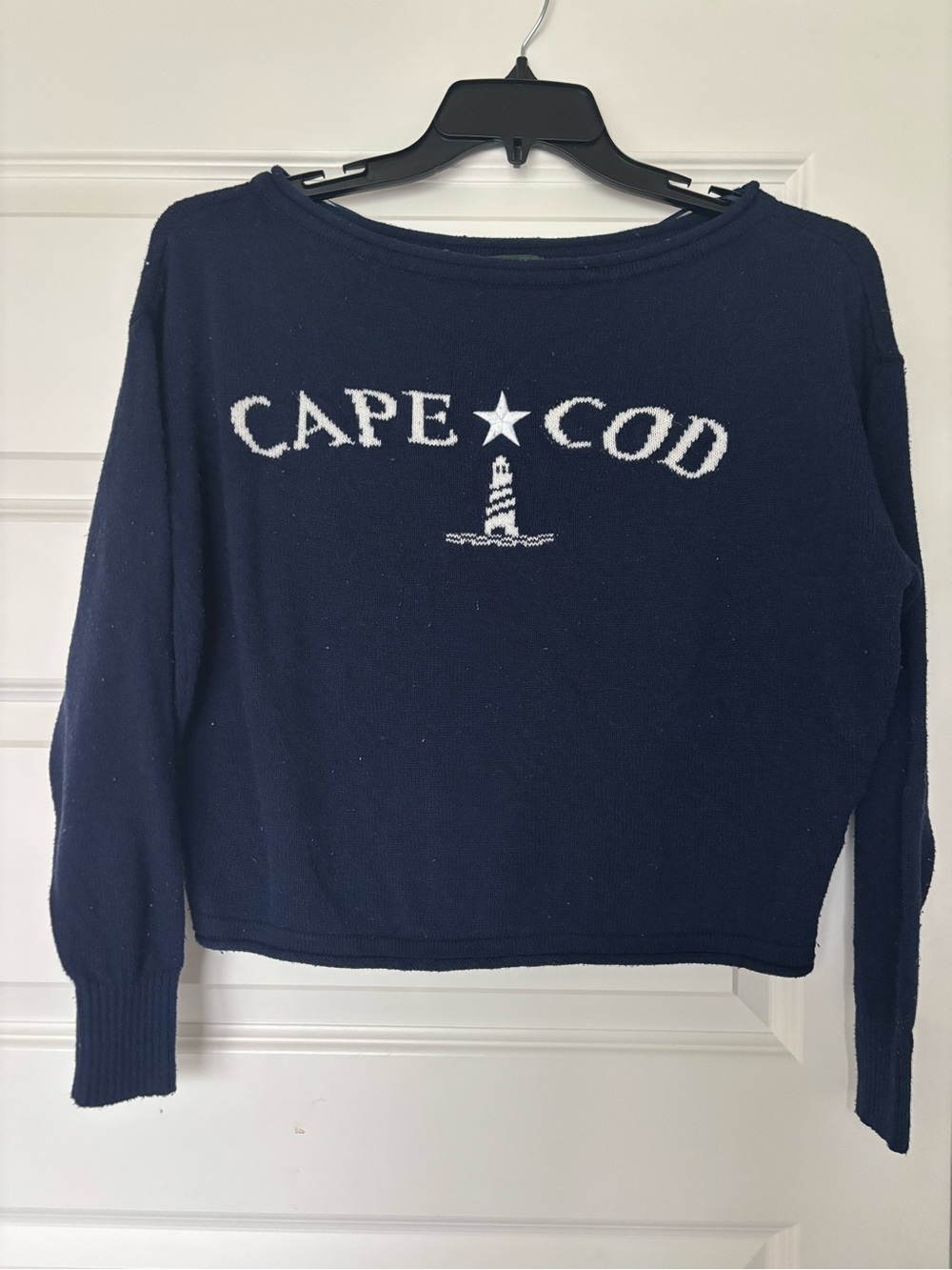 wild fable Navy Crewneck Sweater with White Cape Cod Graphic